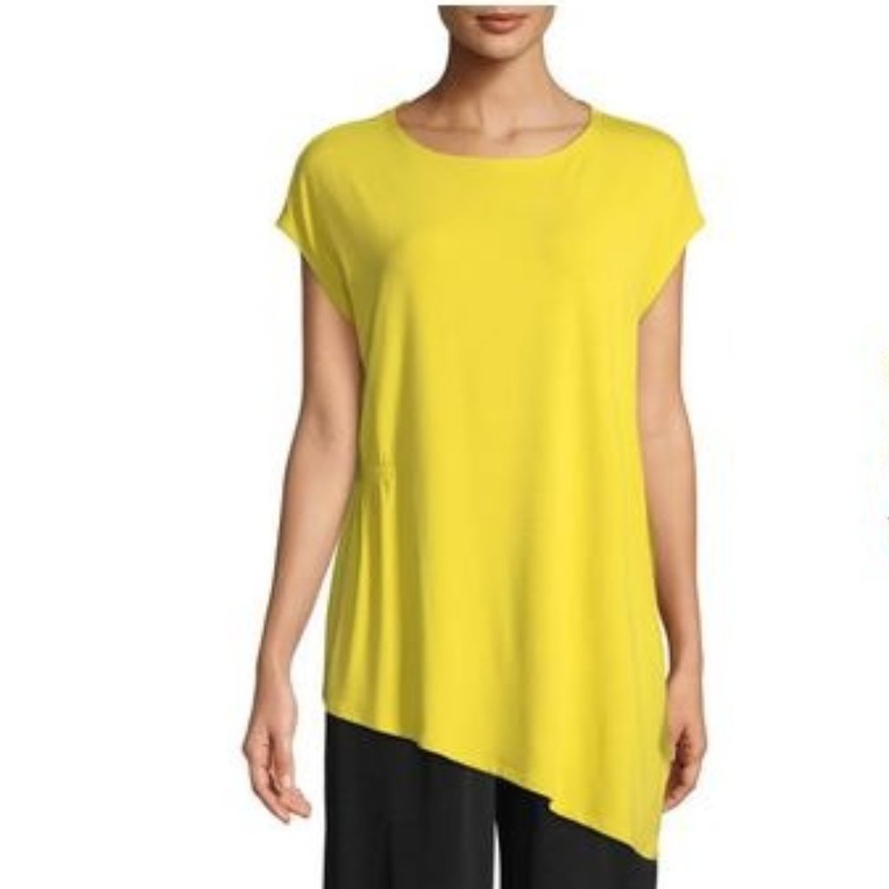 Eileen Fisher Yarrow Viscose Jersey Asymmetric Tunic Size Large